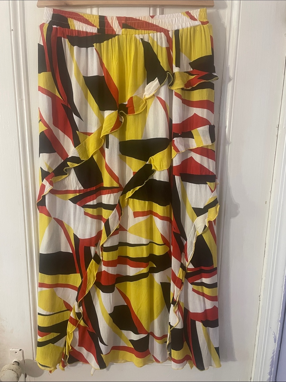Love Multicolor Abstract Print Maxi Skirt - Yellow, Red, Black women’s skirt set